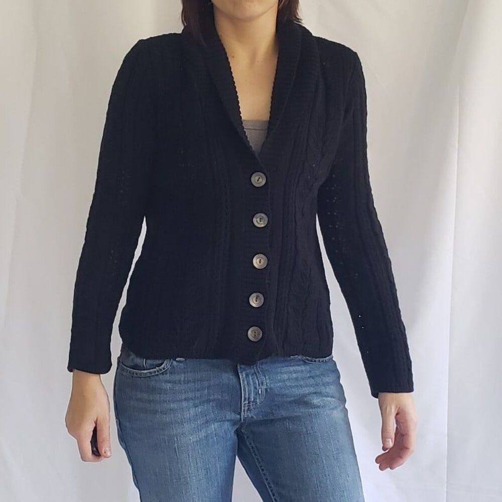 J. Jill Black Cotton Blend Cardigan
